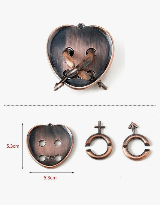 IQ Development Brain Teaser Alloy Metal Puzzle (Heart Male-Female)